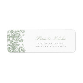 Sage Green Toile Address Label Französisches Chino