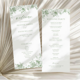 Sage Green Toile Classic Bloral Wedding Programm