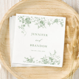 Sage Green Toile Classic Wedding Napkins Serviette