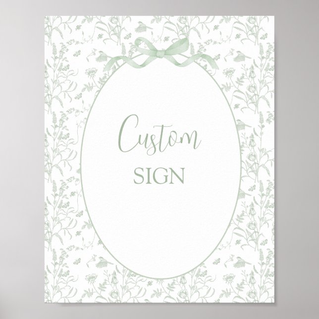 Sage Green Toile Custom sign Poster (Vorne)