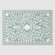Sage Green Traditional Bone Inlay Decoupage Paper 