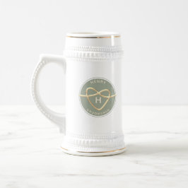 Sage Green Trauzeugen Beer Stein mit Goldenen Herz Bierglas