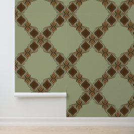 Sage Green - Trellis Boho Earthy Vibes - Diamonds Tapete