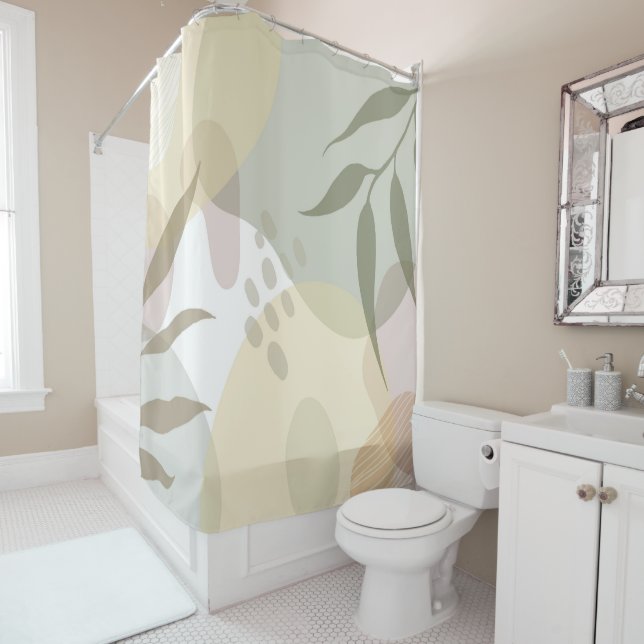Sage Green Tropical Bohemisch Duschvorhang (Beispiel)
