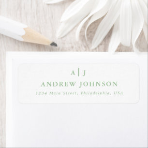Sage Green Two Border Monogram Rücksendeadresse