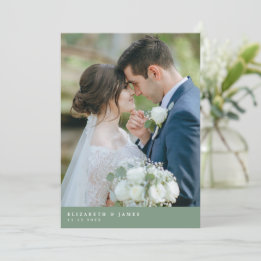 Sage Green Two Foto Wedding Dankeschön Card Dankeskarte
