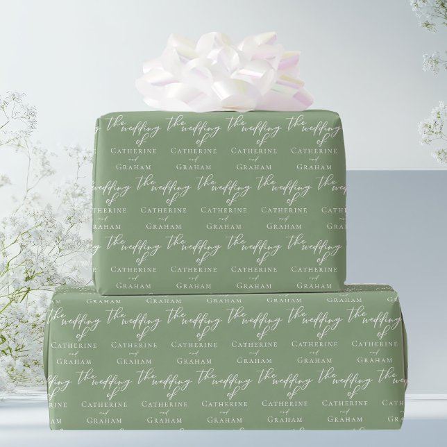 Sage Green Typografy Personalisiert Wedding Geschenkpapier (Von Creator hochgeladen)