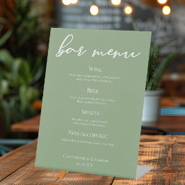 Sage Green Typografy Spring Wedding Bar Menu Sockelschild