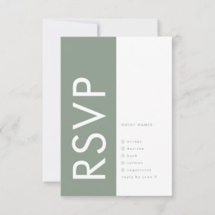 Sage Green Ultra Modern Wedding RSVP Karte