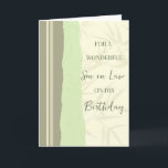Sage Green und Beige Son in Law Birthday Karte<br><div class="desc">Geburtstagskarte für Jurysohn mit modernem und schlichtem Salbeigrün und Beige Design und nachdenklichem Vers.</div>