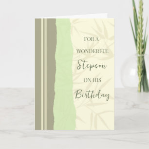 Sage Green und Beige Stepson Birthday Karte