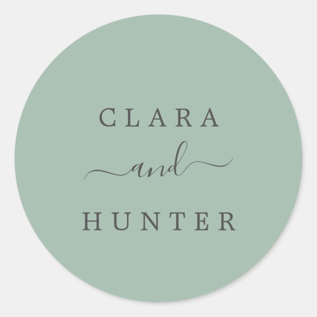 Sage Green und Charcoal Wedding Umschlag Aufkleber (Vorderseite)