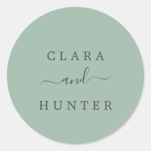 Sage Green und Charcoal Wedding Umschlag Aufkleber