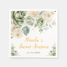 Sage Green und Creme Floral 16 . Geburtstag