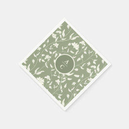 Sage Green und Creme Floral Serviette