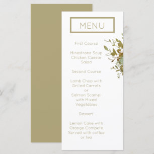 Sage Green und Gold Modernes Minimalistisches Hoch Menükarte