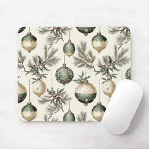 Sage Green und Gold Weihnachtsschmuck Mousepad