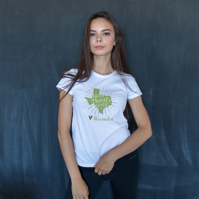 Sage Green und Grau Zuhause Sweet Zuhause - Texas T-Shirt (Von Creator hochgeladen)
