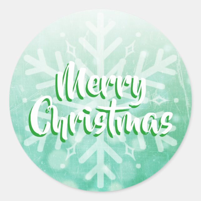 Sage Green und White Christmas Snowflakes Runder Aufkleber (Vorderseite)