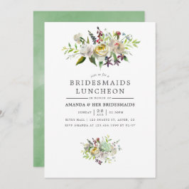 Sage Green und White Floral Bridesmaids Luncheon Einladung