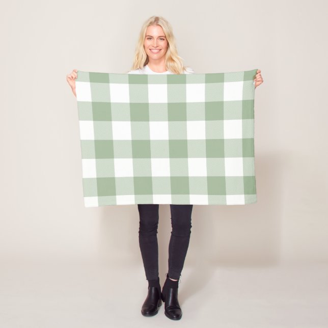 Sage Green und White Gingham Kariert Fleecedecke (Beispiel)