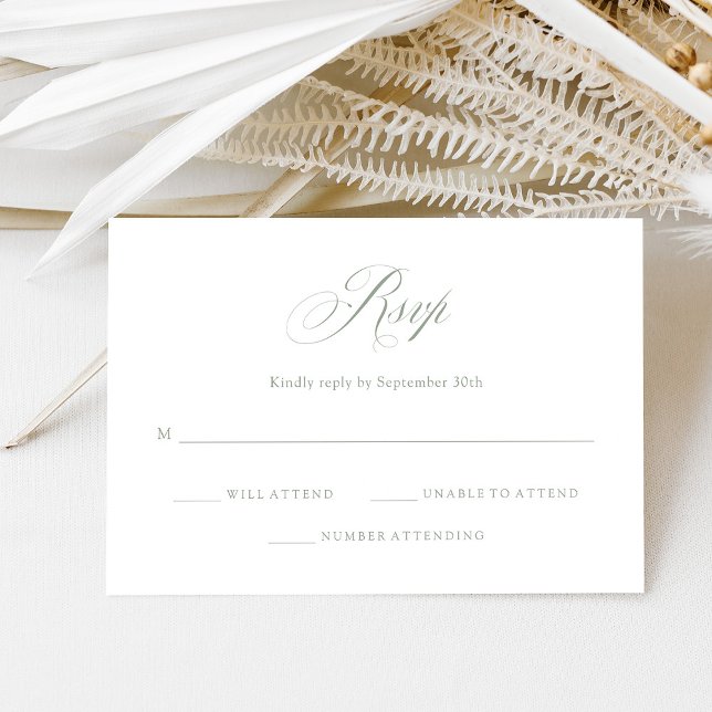 Sage Green und White | Italienische Hochzeit RSVP Karte (Von Creator hochgeladen)