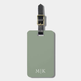 Sage Green und White | Modernes Monogramm Gepäckanhänger