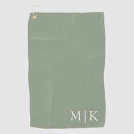 Sage Green und White | Modernes Monogramm Golfhandtuch
