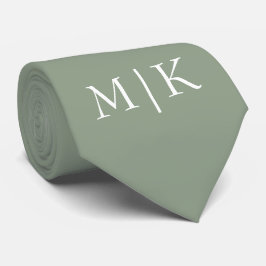 Sage Green und White | Modernes Monogramm Krawatte