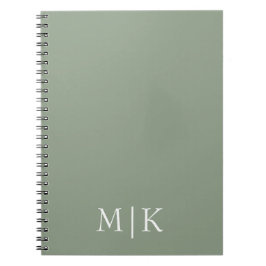 Sage Green und White | Modernes Monogramm Notizblock