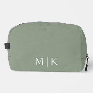 Sage Green und White   Modernes Monogramm Waschbeutel