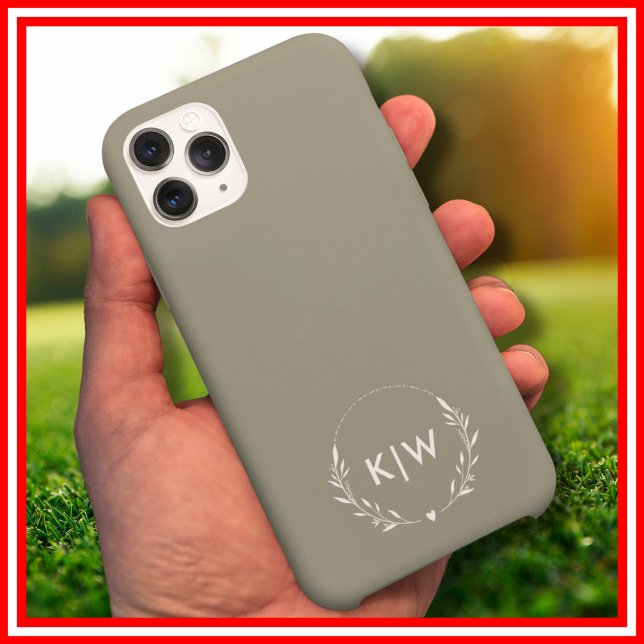 Sage Green und White | Monogram für moderne Initia Case-Mate iPhone Hülle (Sage Green and White | Modern Initials Monogram Case-Mate iPhone Case)