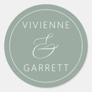 Sage Green und White Wedding Umschlag Aufkleber