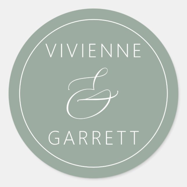 Sage Green und White Wedding Umschlag Aufkleber (Vorderseite)