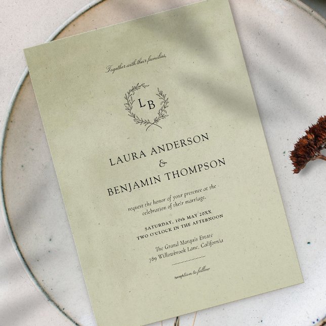 Sage Green Velvet Textur Minimalistische Hochzeit Einladung (Von Creator hochgeladen)