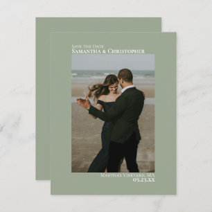 Sage Green Vertikal Foto Minimalistisch Hochzeit Save The Date