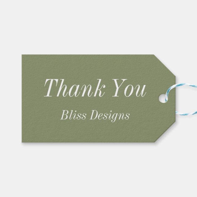 Sage Green Vielen Dank Business Simple Geschenkanhänger (Vorderseite (Horizontal))