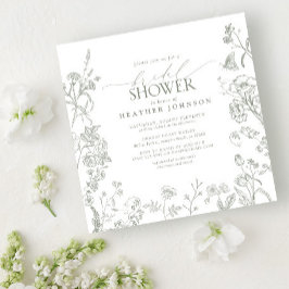 Sage Green Viktorianisch Elegantes Brautparty Einladung