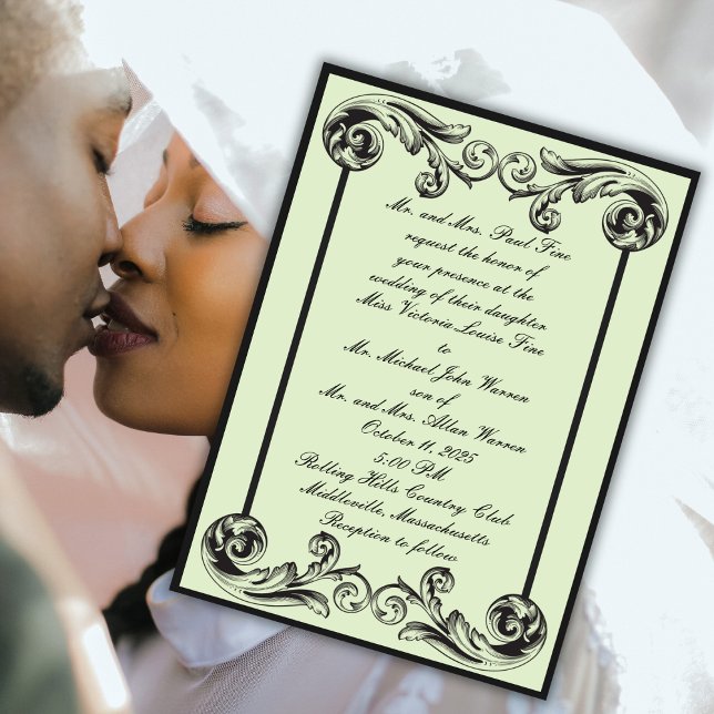 Sage Green Viktorianisch Wedding Einladung (Von Creator hochgeladen)