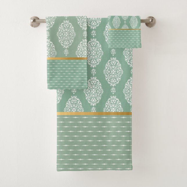 SAGE GREEN VINTAG EUCALYPTUS BATHROOM TOWEL SET (Insitu)