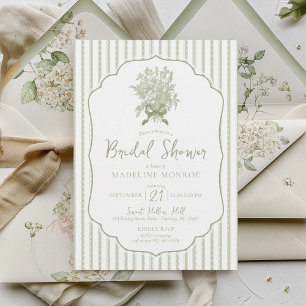 Sage Green Vintag Floral Bow Einfaches Brautparty Einladung