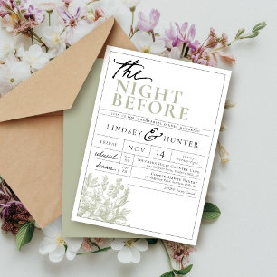 Sage Green Vintag Floral Hochzeit Probe Dinner Einladung