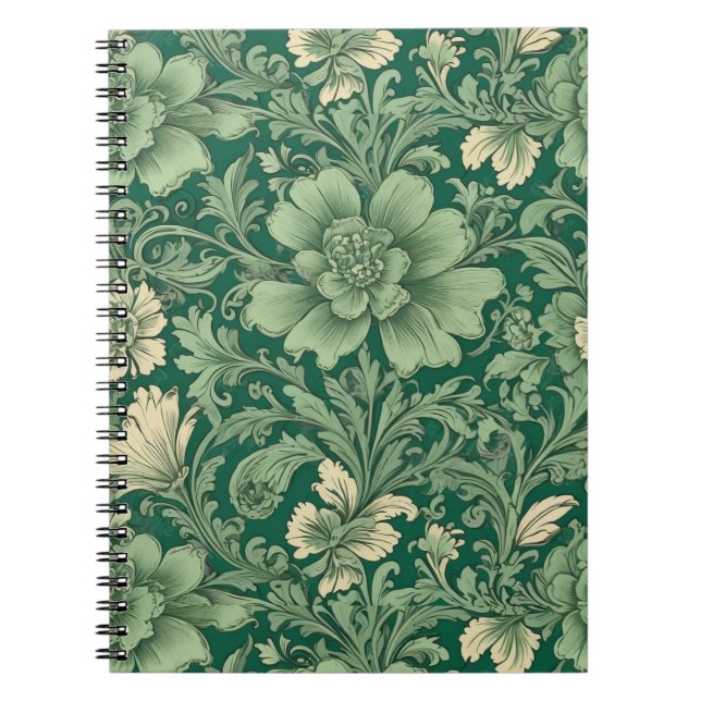 Sage Green Vintag Floral Muster Notizblock (Vorderseite)