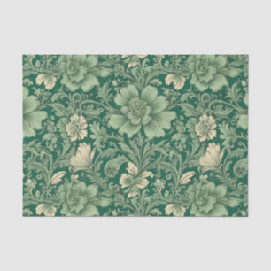 Sage Green Vintag Floral Muster Seidenpapier