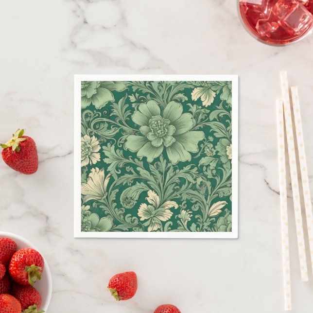Sage Green Vintag Floral Muster Serviette (Beispiel)