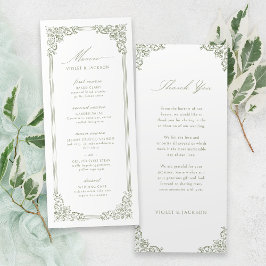 Sage Green Vintag Frame Elegante Script Hochzeit Menükarte