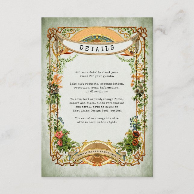 Sage Green Vintag Garden Greenery Stilvoll Begleitkarte (Vorderseite)