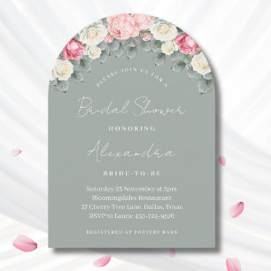 Sage Green Vintag Garden Rose Brautparty Einladung