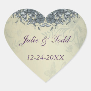 Sage Green Vintag Lace Wedding Save the Date Herz-Aufkleber