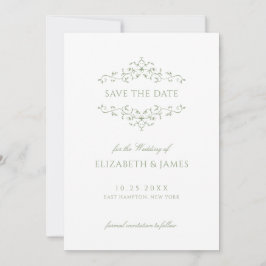 Sage Green Vintag Ornamental Save The Date